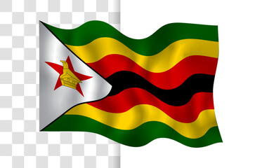 Waving Zimbabwe Flag Vector Illustration Isolated on Transparent Background