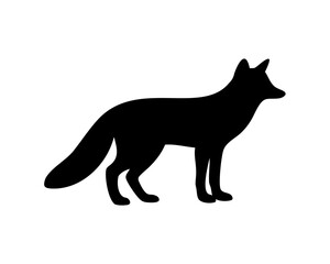 Obraz premium Black silhouette of a fox standing on a white background design
