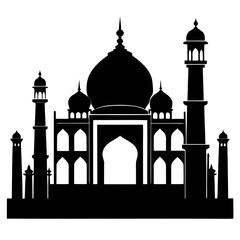 Taj Mahal a simple vector clean black silhouette design white background