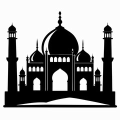 Taj Mahal a simple vector clean black silhouette design white background