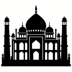 Taj Mahal a simple vector clean black silhouette design white background