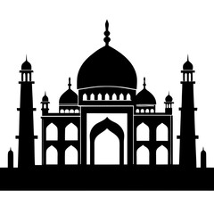 Taj Mahal a simple vector clean black silhouette design white background