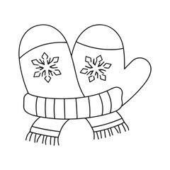 Cozy winter mittens and scarf with snowflake designs christmas