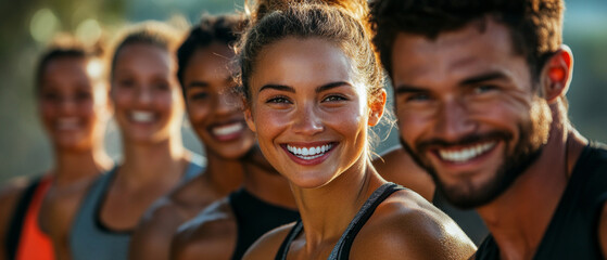 Smiling athletes after training outdoors — perfect for topics related to fitness, team spirit, and active recreation.