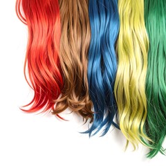 Colorful hair strands in vibrant hues