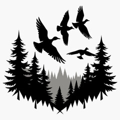 Goose Migration Silhouette Vector