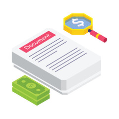 Finance Document isometric vector illustration.