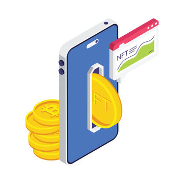 Nft Tocken   isometric vector illustration.