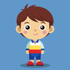 Adorable Cartoon Boy Illustration.  Happy Kid.  Smiling Child.  Vector Design