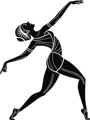 Stylized Female Dance Silhouette Vector, Elegant Dancing Woman Outline Illustration, Graceful Female Dancer Silhouette Design, Artistic Dance Pose Vector Artwork