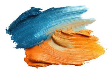 Abstract paint strokes in vibrant blue and orange