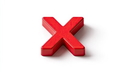 Obraz premium Red 3D letter X on white background