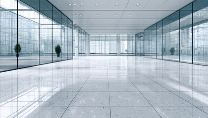 Empty modern office hallway