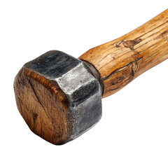 High-Contrast Close Up of a Hand Forged Chisel with Wooden Handle
