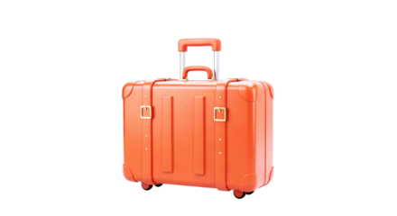 retro orange suitcase a vintage 3d model for travel animations, isolated on transparent background