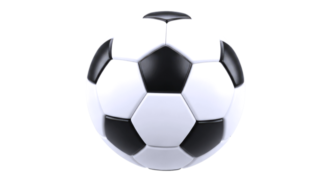 classic black white soccer ball ready for 3d animation projects, isolated on transparent background