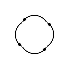 Curved semicircular arrows rotate. Arrows following each other in a circle. Vector illustration. 