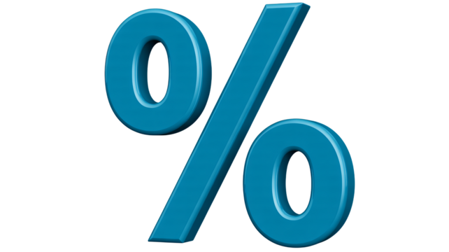 Dynamic 3D blue percentage symbol for finance and discount concepts