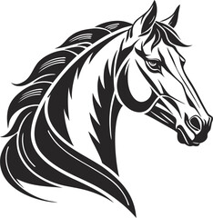 Stylized Horse Head Silhouette Vector, Elegant Horse Profile Outline Illustration, Majestic Horse Head Graphic Design, Minimalist Equine Silhouette Artwork