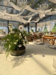 Indian wedding mandap decor yellow and white flowers