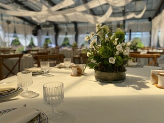 Indian wedding mandap decor yellow and white flowers