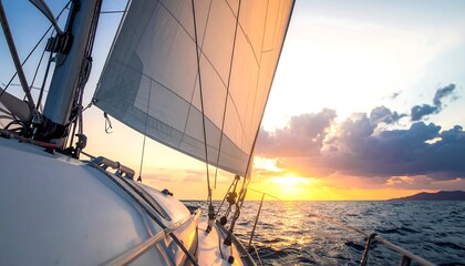 Sailing yacht at sunset