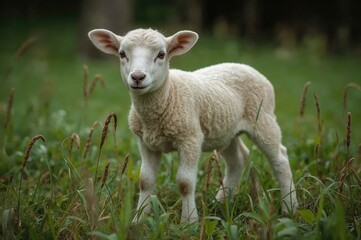 Fototapeta premium An adorable baby sheep.