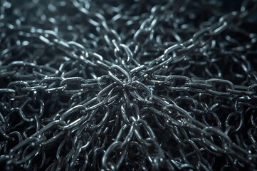 Abstract backdrop illustrating the merging and separating of chains. Idea of unity and separation. Contrasts or disputes requiring resolution. Moving towards a unified objective.