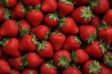 Abundance of ripe strawberries covering the surface