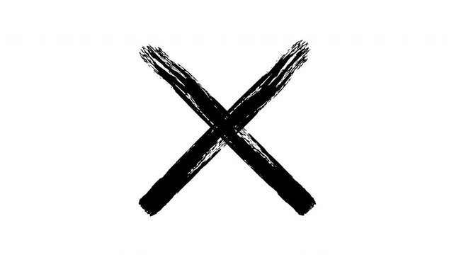 X letter icon. Black Cross animated icon with white background alpha channel. 4k video
