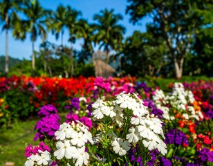 Vibrant flower garden in sunny day