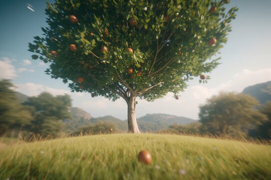 A vibrant and detailed close-up of a small tree