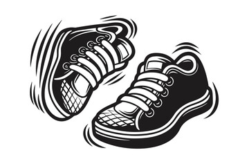 Dynamic Monochrome of Two Sneakers with White Laces