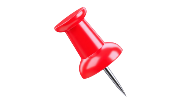 vibrant red pushpin 3d model for notice, map, or memo, isolated on transparent background