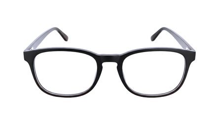 sleek black eyeglass frames modern design, perfect vision, professional style, isolated on transparent background
