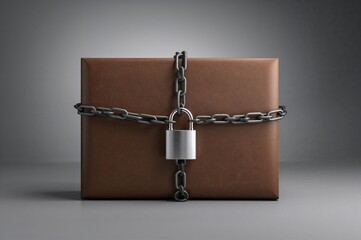 A secured file folder locked with a chain and padlock, representing data protection and confidentiality.