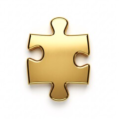 A single golden puzzle piece, isolated on a white
