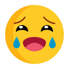 crying face emoji vector art on white background