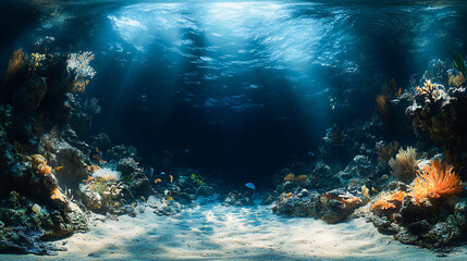 Underwater world 8K v6 360 degree, equirectangular projection, environment map. HDRI spherical panorama