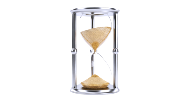 precisely timed a 3d model of an hourglass, symbol of times passage and ephemeral moments, isolated on transparent background
