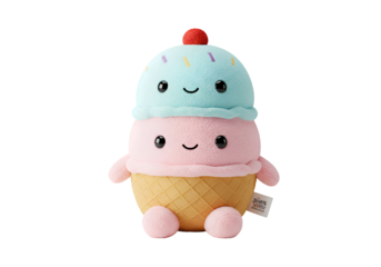 Cute Ice Cream Cone Plush Toy: Perfect for Kids & Sweet Treats on white background