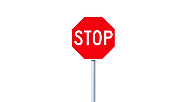 imperative stop sign urgent red octagon for safety, warning, and control, isolated on transparent background