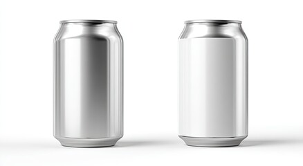 Two metallic beverage cans, blank