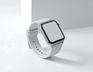 White smartwatch on white background