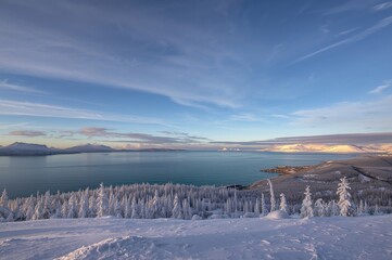 Stunning icy landscape in the northern polar region on a remote island