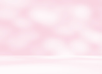 Empty pink colour room studio with sunlight effect shadow on the floor and wall for product presentation. Minimal backdrop design. Cosmetic, beauty and fashion showroom. Summer background mock up.