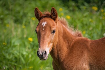 Fototapeta premium Close-up portrait of a young Suffolk Punch horse