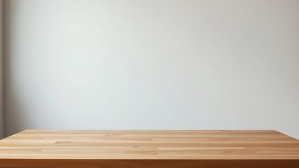 Naklejka premium A minimalist wooden desk with a clean, uncluttered surface, radiating modern simplicity.