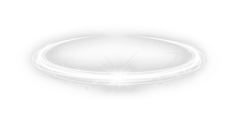 Glowing light ring, beam, neon PNG effect with sparkle, circle shine, energy motion. Futuristic starburst flash, transparent Overlay for cosmic, abstract, and festive design.