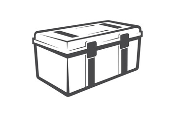 Isolated Gray Tool Box on a White Background, Iconography